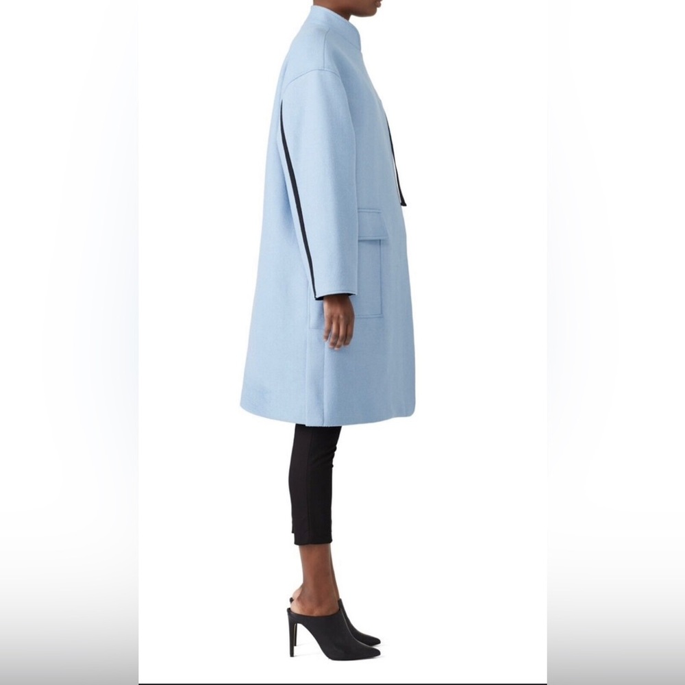 10 Crosby Derek Lam Sky Blue Cape Coat with Black Detail - Picture 2 of 16